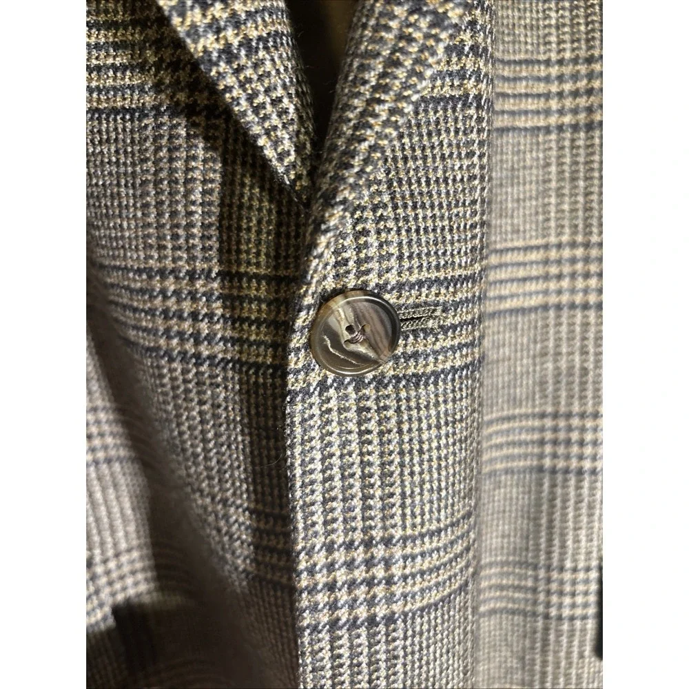 Hart Schaffer Marx Wool Plaid Suit Jacket‎ Sz 46 Regular